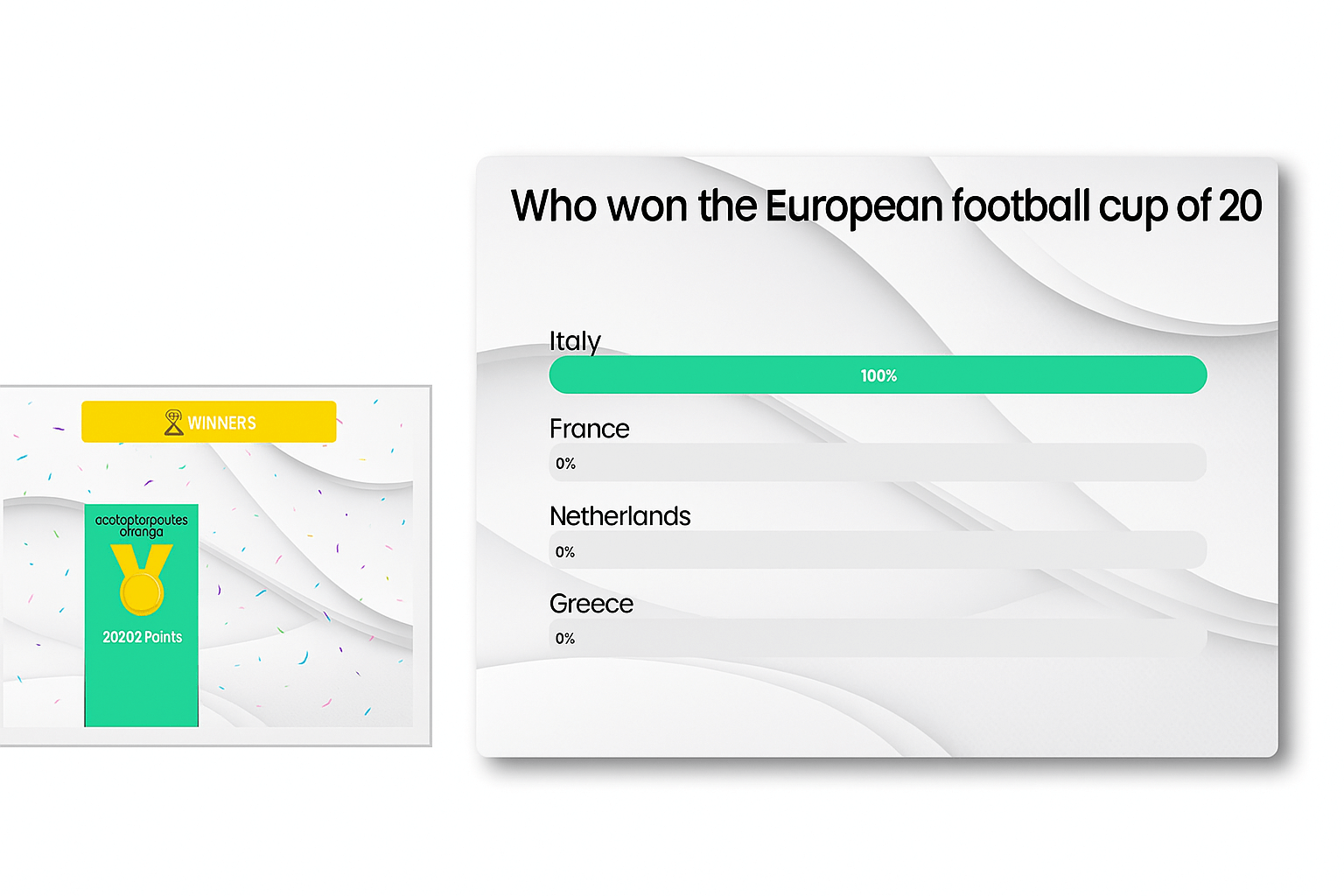 Interactive quiz interface with real-time results